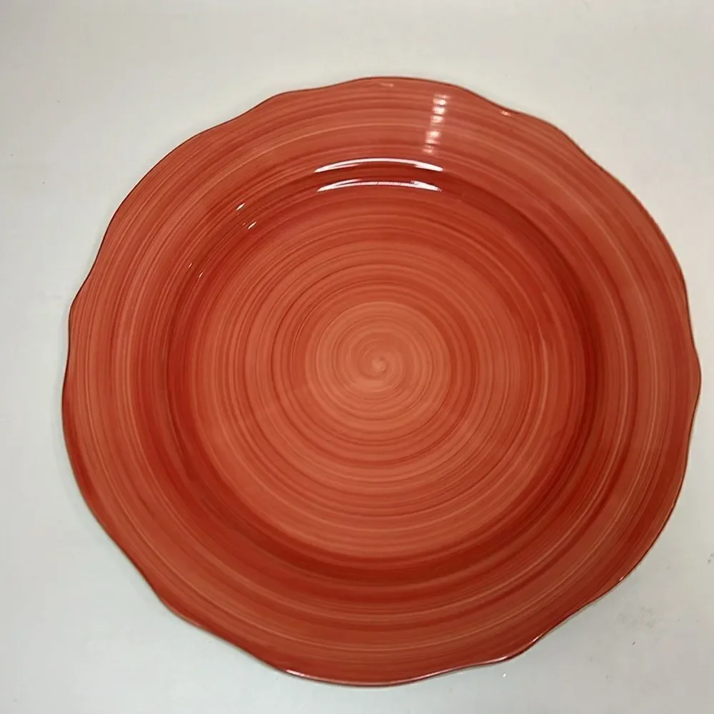 Franciscan Flora Rosa Red Charger Plate Portugal 12 In Round Scalloped Swirl